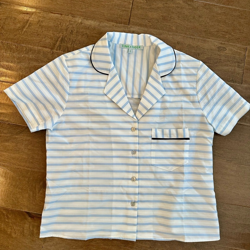 Women’s Ticking PJ Top